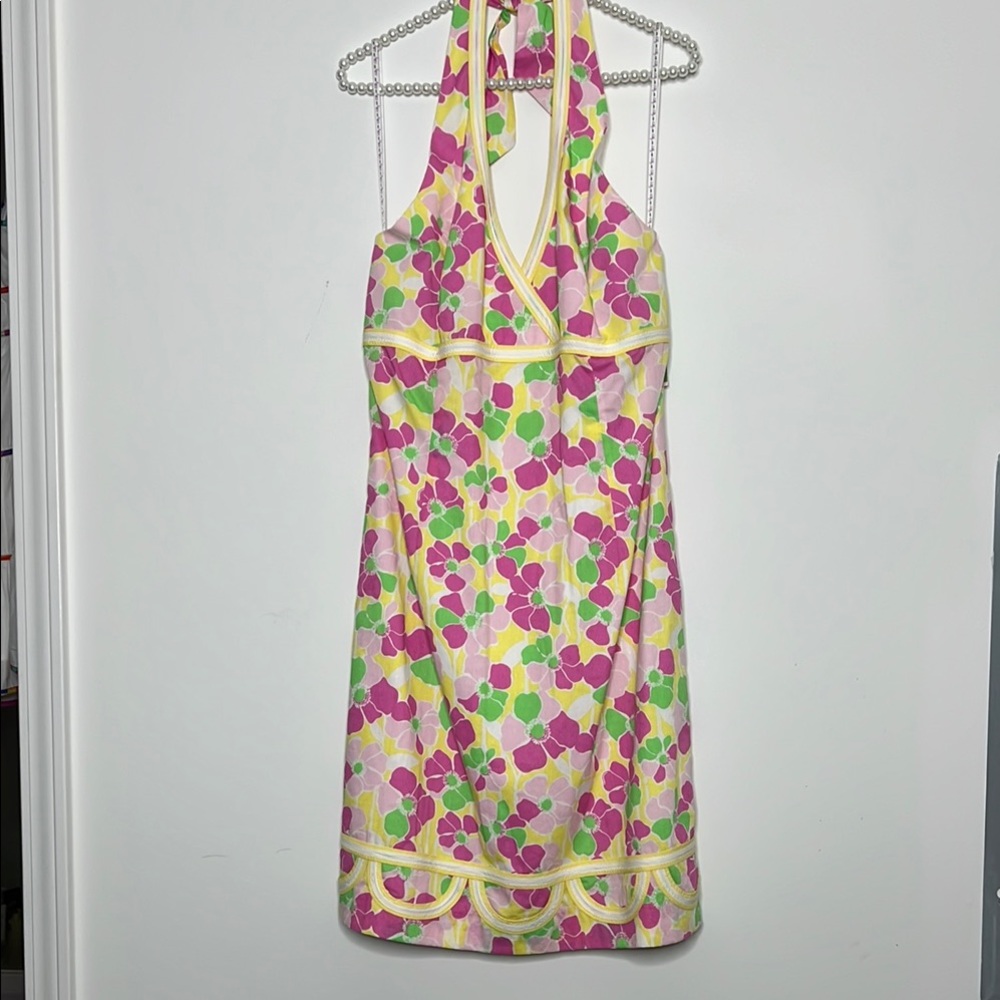 Lilly Pulitzer Pink and Green Floral Midi Dress